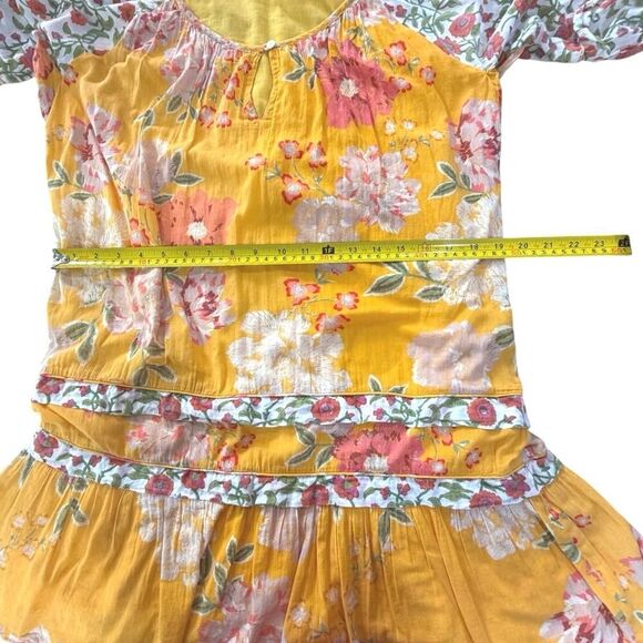 Roller Rabbit Mini Dress Shift Puff Sleeve Floral BOHO Hippie Cottagecore Small - Picture 15 of 16